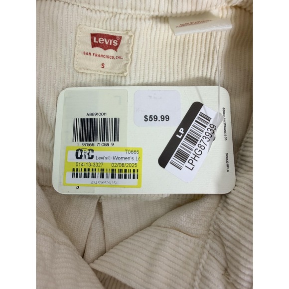 Levi's Shirt Womens Small White Corduroy Button Front Long Sleeve Top Casual - Picture 7 of 9